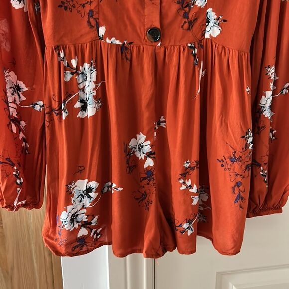 Urban outfitters Paulina orange floral jumpsuit medium - Picture 4 of 8